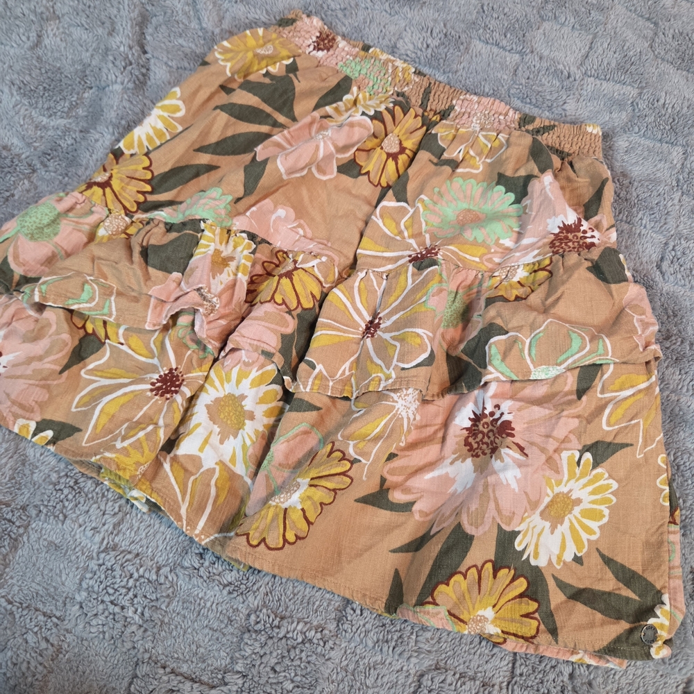 Roxy Skirt Cosmic Glow Again Floral Smocked Elastic Waist Ruffle Size XS - Picture 4 of 8